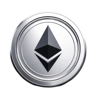 Elemento grafico fluttuante che raffigura la moneta Ethereum (ETH)